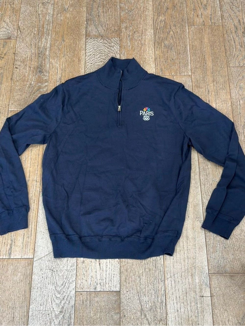 Polo Ralph Lauren NBC Paris 2024 Olympic Knit Quarter-Zip Pullover Navy Blue L